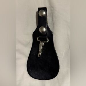 Black Leather Keychain Holder flare trendy jeans Gen-X USA 🇺🇸 made